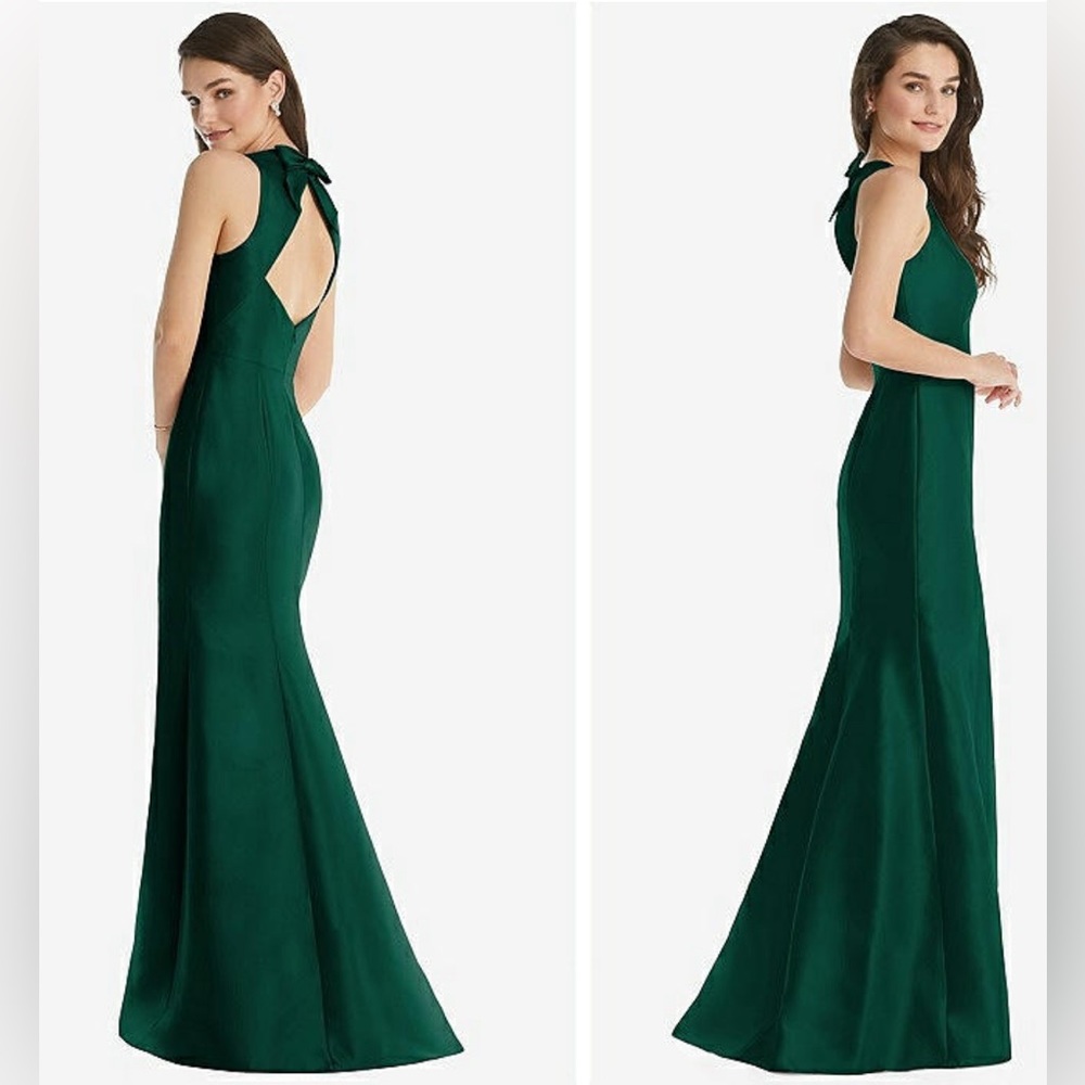 Alfred Sung Hunter Green Satin Twill Dress